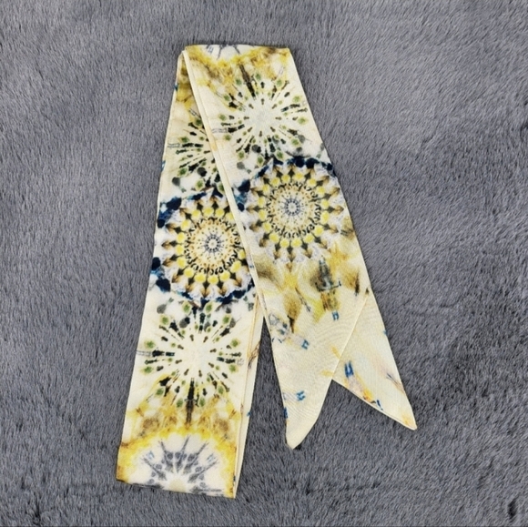 New Kaleidoscope Silk Skinny Scarf Twilly - Picture 5 of 5